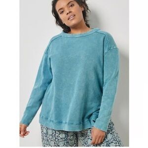 Anthropologie Pilcro Imogen Seamed Tunic Sweatshirt/Crewneck- Sun Washed Blue